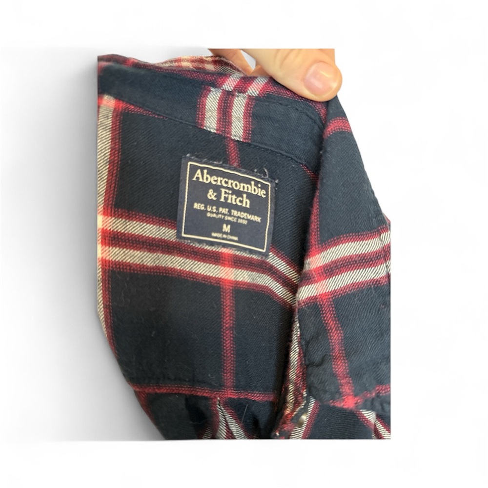Abercrombie & Fitch Navy and Red Plaid Flannel Shirt - Picture 4 of 4